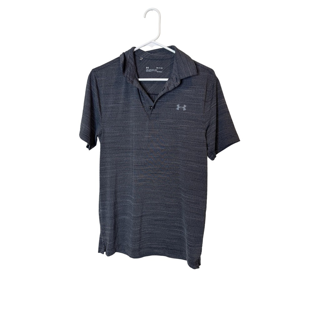 Under Armour Polo Shirt Mens Small Gray HeatGear Loose Fit Golf Performance